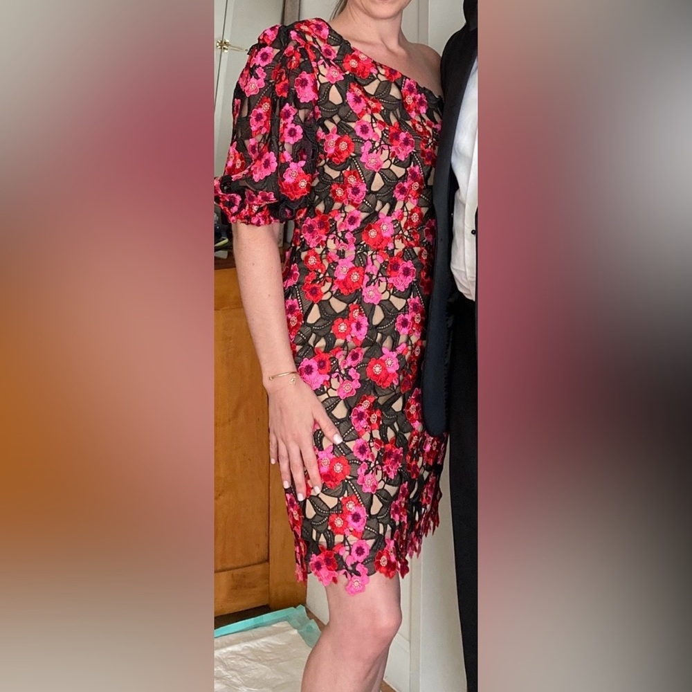 Dress the Population One-Shoulder Floral Dress